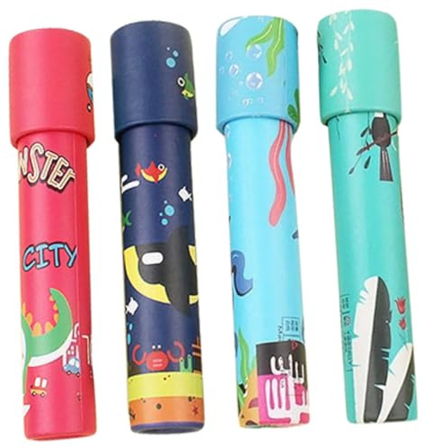 WEKAMOS 4 Stück-Pack Kinder Kaleidoskop aus Bruchfestem Papier Tragbares Beobachtungsspielzeug für Jungen und Mädchen Pädagogisch Spielerisch zur Farberkennung Leichtes Kaleidoskop für Unterwegs