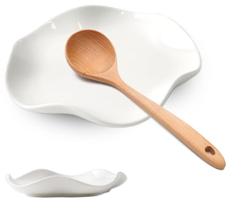 2 Stück Löffelablage Keramik für die Küche Kochlöffelablage für Herdplatte und Küchentheke 14cm Löffelhalter Kochutensilienablage für Teelöffel Kann Löffel Kaffeelöffelhalter oder Zange Platzieren