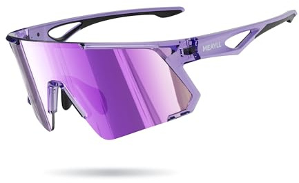 Meayll Fahrradbrille Herren Schnelle Brille Damen | UV400 Sonnenbrille Schutzbrille, TR90 Frame mit Verstellbaren Nasenflügel MTB Sportbrille Laufbrille Sunglasses für Fahrrad Angeln Ebike Laufen