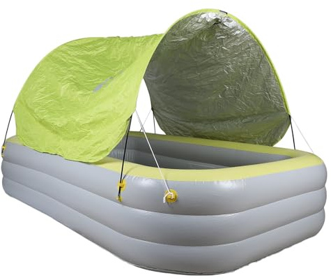 Baxnore Inflatable Swimming Pool with Canopy Large Blow Up Pool with Water Slide for Adults Family Backyard Outdoor 2.6m Durable PVC (Yellow)