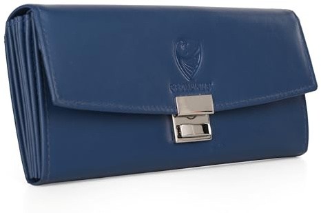 GERMANUS Kellnergeldbörse Toni, Gastro Geldbörse aus Echtleder, Blau