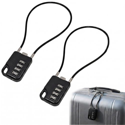 2 PCS Cadenas Code 4 Chiffres avec Câble 30 cm Petit Cadenas à Combinaison