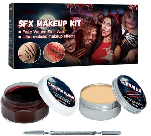 Kit de Halloween Avec Spatule 2 En 1 Peinture Factice Effrayante | Halloween Visage Cicatrice Gel De Sang FX Pour adultes hommes femmes artistes déguisement théâtre scène carnaval fête