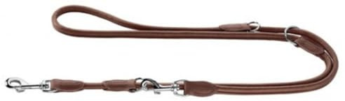 HUNTER ROUND & SOFT Verstellbare Hundeführleine, Leder, rundgenäht, 10/200, braun
