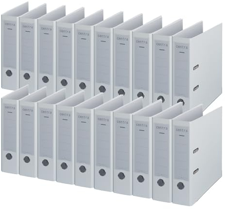 Centra Standard-Ordner (grauappe RC, mit PP-Folie kaschiert, A4, 8 cm Rückenbreite, Chromos) weiß, 20 Stück