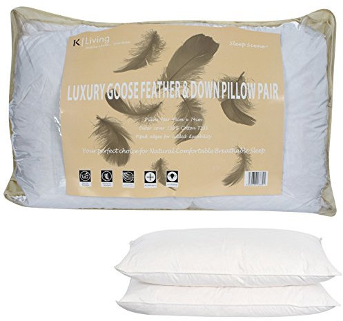 PAIR OF FINE WHITE GOOSE FEATHER & DOWN PILLOWS BY VICEROYBEDDING