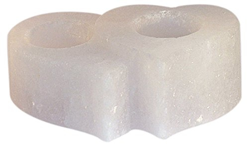 HIMALAYA SALT DREAMS - Salzkristall Teelichthalter TWIN HEART, White Line aus Punjab / Pakistan
