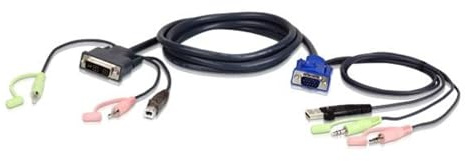 ATEN 2L-7DX2U Câble KVM VGA vers DVI 1,8m, Noir, 1,8 m