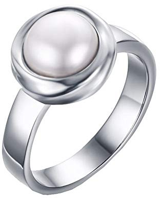 PAURO Damen Edelstahl Pearl Versprechen Sie Verlobung und Ehering für Liebhaber