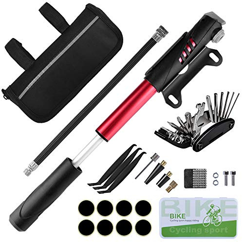 Bike Multi Tool Kit - 16 in 1 Bike Accessories, Bicycle Pump, Tire Levers, Saddle Bag, Tire Patch Kit for Mountain & Road Bikes, Cycling Gifts (25 Packs)