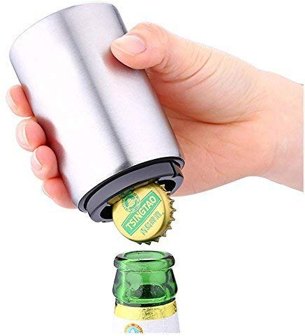 Beer Bottle Opener with Magnet,Stainless Steel Automatic Bottle Opener with Magnetic Cap Catcher