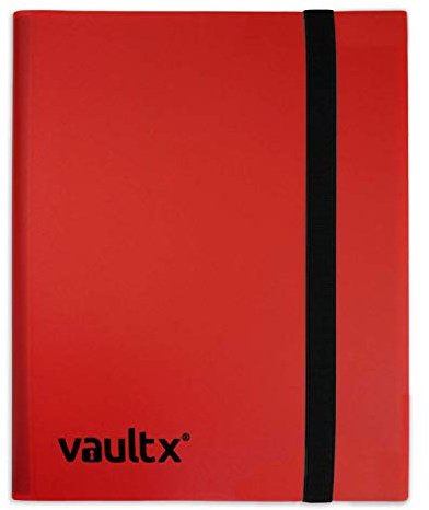 Vault X 4 Pocket Trading Card Strap Binder, 160 cards, Standard, 20 Side-Loading Pages, Folder for Collectible Card Games, Sports, TCG (Red)