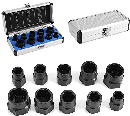 Extracteur d'écrous, Outils de kit de Filetage pour extracteur de Douille, 10 pièces, Ensemble de dissolvant de 9 à 19 mm