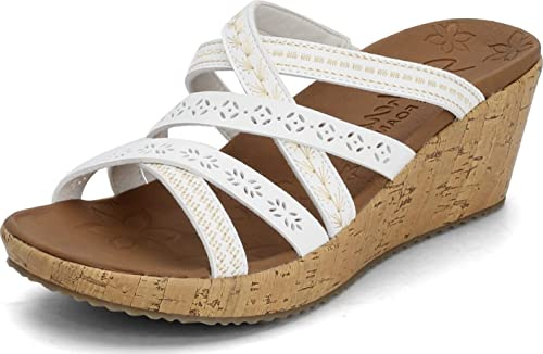 Skechers Damen Beverlee-Tiger Posse Keilsandale, Weiss/opulenter Garten, 36 EU