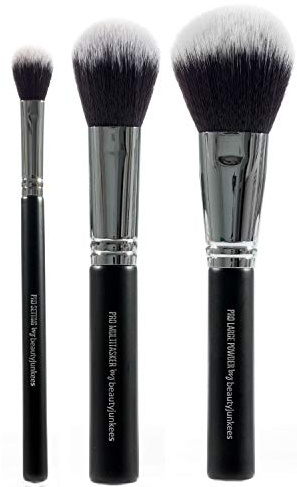 Powder Makeup Brushes Set – Beauty Junkees 3pc Face Body Make Up Brush, Large Fluffy Finishing, Blush Bronzer Multitasker, Setting; Loose, Pressed, Minerals; Synthetic, Vegan Cruelty Free