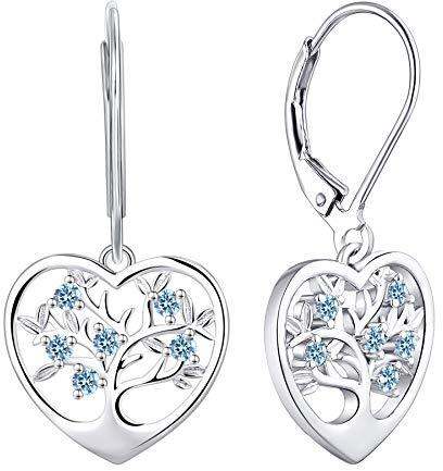 JO WISDOM Damen hängende ohrringe baum des lebens silber 925 mit 3A Zirkonia,Schmuck für Frauen