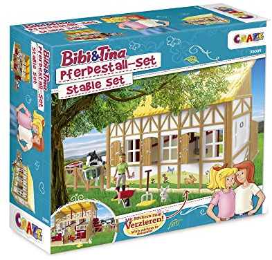 CRAZE Bibi und Tina Spielzeug Pferdestall Set Martinshof Spielset mit Pferden Spielfiguren und Pferde Zubehör Reiterhof Bauernhof Spielzeug ab 3 Jahre 35009