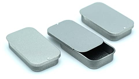 SHC Web 3 x 20ml Rectangular Tin with Slider Lid - Lip Balm/Favour/Gift/Pill Boxes/Travel - Small Parts Storage Containers - Pocket Size Everyday Carry edc