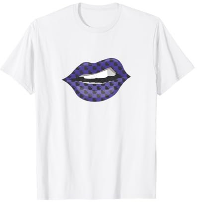 Damen Kussmund Lippen Katze Muster Print Vintage 80s & 90s T-Shirt