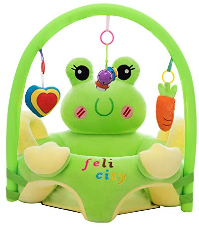 Coussin de Canape Bébé, Remplaçable Doux Coussin Assise Bébé avec Tige, Jeu de Jouets et Tapis Protection, Protection pour Bébé Apprendre à S'assoire [Pas de Remplissage] (Grenouille)