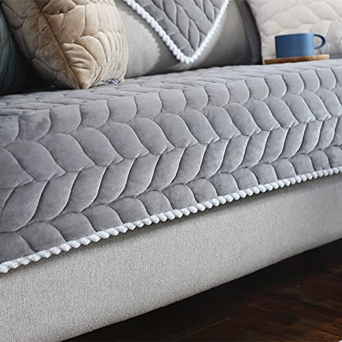YWQJL Samt Sofabezug Sofaschoner antirutsch1 2 3 4 Sitzer,l Form Sofaüberwurf rutschfest,Sofa Überzug hundedecke Sofa Couch Überzug Couch Überzug Sofa Überwurf,grey-70x180cm