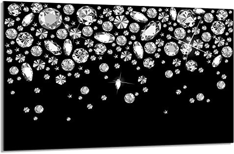 Herdabdeckplatte 80x52 cm 1-teilig Ceranfeldabdeckung Induktion Herdschutz Spritzschutz Glasplatte Deko Schneidebrett, Diamant Schwarz, Gehärtetes Glas