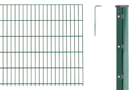 Alberts 674786 Doppelstabmattenzaun als 17 tlg. Zaun-Komplettset | verschiedene Längen und Höhen | kunststoffbeschichtet, grün | Höhe 103 cm | Länge 15 m