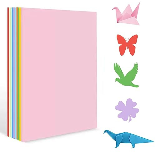 200 Blatt Buntes Origami Papier, A4 Faltpapier 70 g/m² Tonpapier Zweiseitig Bastelpapier Doppelseitig Kopierpapier für DIY Kunst Handwerk, Papierblumen und Bastelprojekte,10 Farben Folding craft paper
