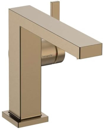 hansgrohe Tecturis E - Waschtischarmatur mit Push-Open Ablauf, energiesparend (CoolStart), Wasserhahn Bad mit Auslauf Höhe 133 mm, Mischbatterie wassersparend (EcoSmart+), Brushed Bronze, 73020140