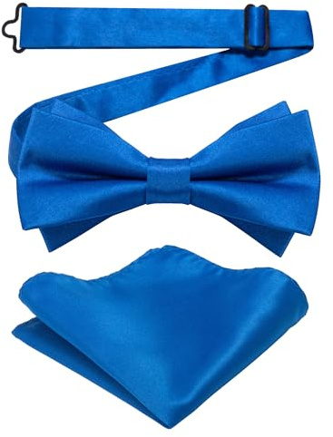 JEMYGINS Herren Mattem Stoff Doppellagiger Fliege und Einstecktuch Set