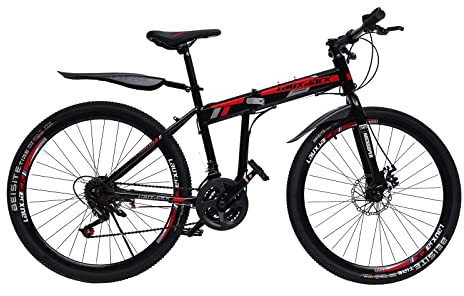 Begoniape 26 Zoll Mountainbike mit 21 Gang Schaltung, Scheibenbremse MTB Fahrrad, Balck Rot Federgabel Geschwindigkeits-Positionierungskette Fahrräder, Fahrrad für Herren Damen Heranwachsende…