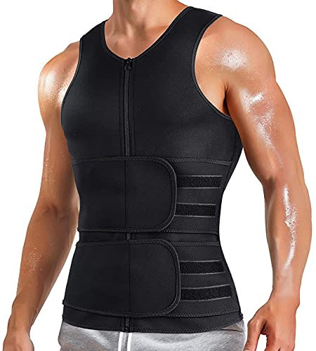 NIULI herr magbälte fitnessbälte svettbälte fitnessbälte fitnessbälte magbälte bantning neopren bastu bälte viktminskning magkontroll body shaper midja trimmer, Svart, S