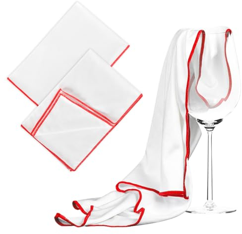 ZYFC Set of 2pcs Wine Glass Cloths, Large Microfiber Polishing Cloths-Soft, Absorbent, and Reusable Cleaning Cloths for Wine Glasses, Stemware, Glass, and Tableware - 60 x 45 cm (23.6 x 17.7)