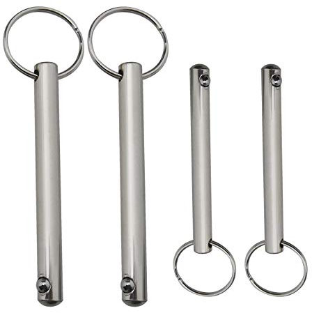 OTOTEC 4 Uds. Pasadores de Liberación Rápida con Anillo Circular con Extremo de Bola Cargado con Resorte Pasador Superior Bimini Niquelado de Acero Al Carbono 6x60mm Y 8x78mm