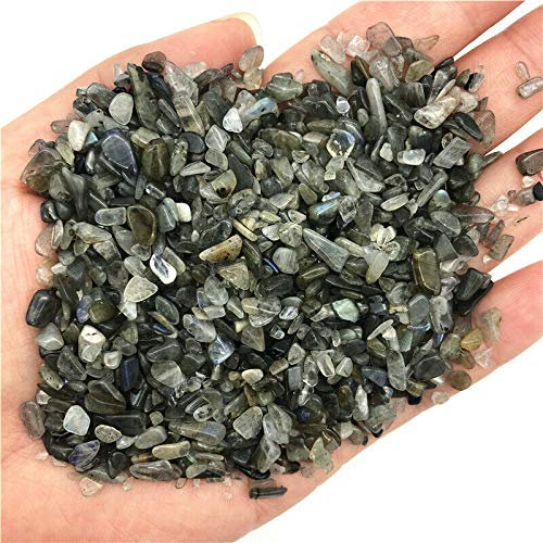 EKFBQBGW Gravier de Pierre de Lune Gris Cristal Naturel 50g 3-5mm adapté au Vase Aquarium Jardins et fontaines Gravier décoration de la Chambre
