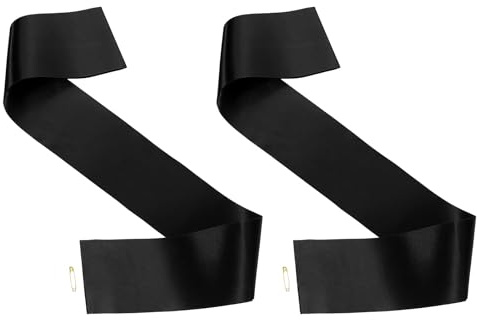 sourcing map Banda de satén en blanco, 2 bandas de satén en blanco, accesorio para ceremonias de graduación, cumpleaños, boda, color negro