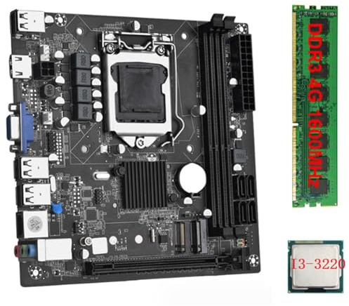 VENOAL ITX H61 Desktop Motherboard + I3-3220 +1X DDR3 1600MHz 4G RAM CPU LGA 1155 Supporto fino a 16GB RAM Slot 100M Scheda di Rete Ricambio Accessori