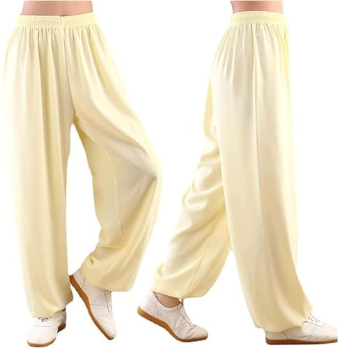 Generico Pantaloni Tai Chi Confortevole Traspirante Tai Chi Abbigliamento Unisex Pantaloni per Kung Fu e Arti Marziali Abbigliamento Quotidiano per Yoga e Pilates,03,M