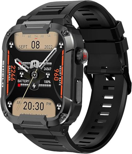 2024 MK66 Smart Watch Men Large Battery Music Playback Fitness Tracker IP68 Waterproof Bluetooth Call Sports Smart Watch,Black