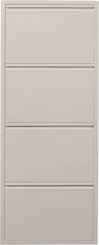 Kare Design Schuhschrank Caruso, Creme, Stahl, mit 4 Klappen, Schuhablage für 8 Paar Schuhe, schmal, platzsparend, hoch, Schuhregal, Eingangsbereich, 136x50x15 cm (H/B/T)