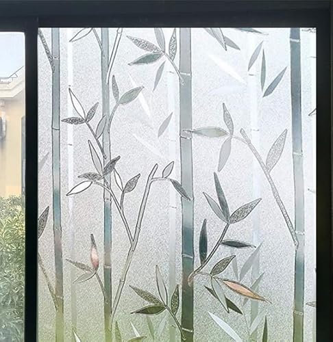 Milchglasfolie Silberbambus Selbstklebend,Sonnenschutz Anti-Uv Folie Privatsphäre Hitzeschutz Statische Fensterfolien Für Zuhause Büro,Sichtschutz Spiegelfolie