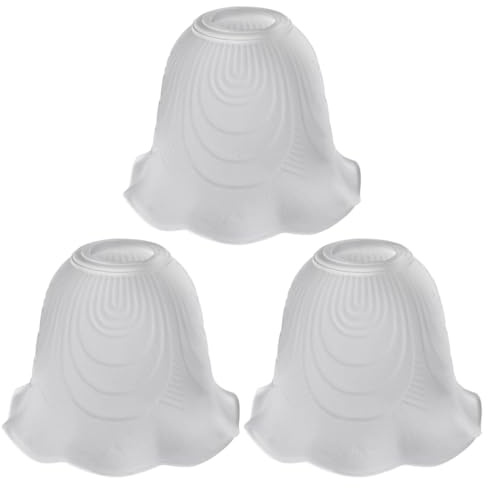 ARTIBETTER E27 Glass Lamp Shades - 3Pcs Frosted Floral Tulip Lampshade Set for Ceiling, Floor, Table & Wall Lamps, Indoor Lighting