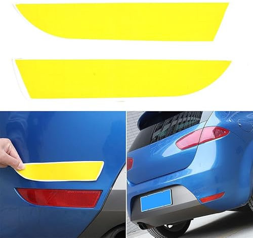 Auto Rückleuchten Nebelscheinwerfer Aufkleber Kompatibel mit SEAT Leon 2008-2012, Rückleuchten Folie Set Aufkleber Mit Schaber-Tiefschwarz Auto Zubehör (Gelb Nebelscheinwerfer Aufkleber)