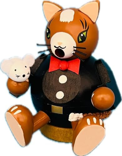 Rudolphs Schatzkiste Räucherfigur Katze mit Maus bunt Höhe 8cm NEU Braunbär Räuchermann Rauchmann Räucherfigur Rauchen Rauchfigur Räucherkerze Smoker