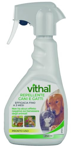 VITHAL Repellente Cane e Gatto Spray 250ml - Protezione Totale Per Interni Ed Esterni, Durata Fino a 3 Mesi, Spray Pronto All’Uso
