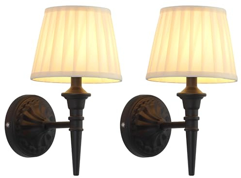 VISDANFO Akku Wandlampe Innen 2 Stück,5200mAh Aufladbar LED Wandleuchte mit Stoffschirm,Dimmbar Wandleuchten für Wandmalerei,Wohnzimmer,Schlafzimmer,Flur,Geschenke,Küche (Schwarz)