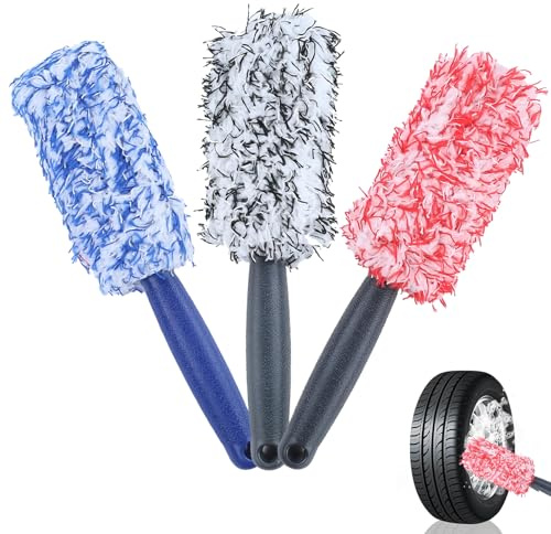 ZXNJA 3 Stück Felgenbürste,Felgen Bürste,Felgenbürste Auto,Premium Mikrofaser Felgenreiniger Bürste,Felgenreiniger Bürste,Microfaser FelgenBürste,Felgenbürste Alufelgen,für Alle Felgentypen Eine