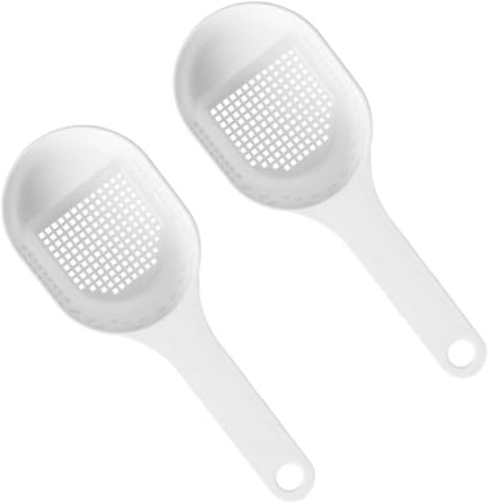 OUNONA 1set Plastic Flour Strainers Multipurpose Sieve Spoons for Baking Easy to Clean Kitchen Supplies with Hanging for Sprinkling Powdered Sugar Spices and More 2pcs