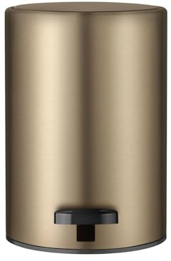 blomus Treteimer -MODO- 3 Liter | Soft-Close Deckel mit Kohlefilter | Hygieneeimer mit herausnehmbarem Inneneimer | Stahl pulverbeschichtet | Ø17 x H25 cm (Brass)