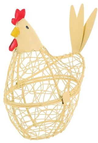 Farmhouse Style Hen Shape Egg Baskets, Practical Egg Holder, Stable Craft Easter Eggs Storage Containers, Iron Wire Egg Holder Desktop ?(yellow)